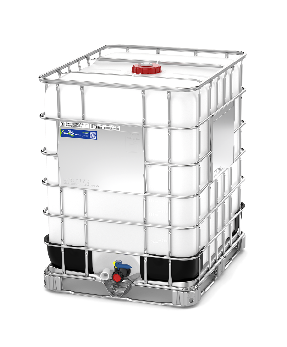 Schütz MX1250 IBC 1250L new large capacity intermediate bulk container with DN50 butterfly valve and steel pallet