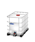 Schütz MX640 IBC 640L new intermediate bulk container with DN50 butterfly valve and steel pallet