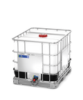 Schütz MX820 IBC 820L new intermediate bulk container with DN50 butterfly valve and steel pallet